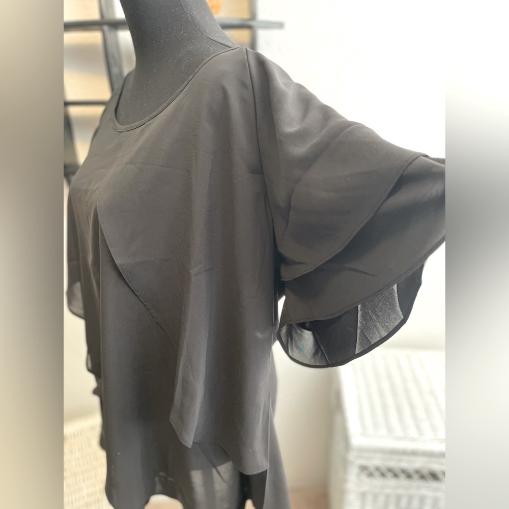 Elegant Black Women's Top - flowy layers